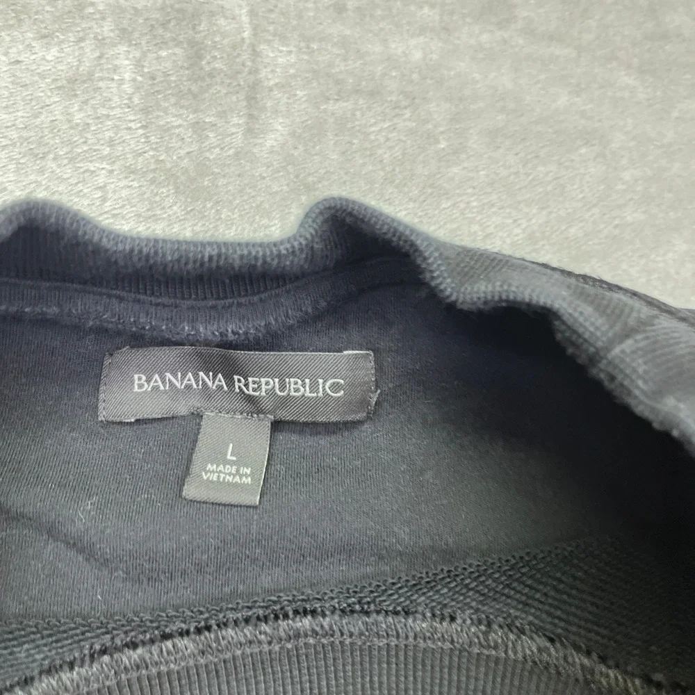 Banana Republic Embroidered Mirrored Logo‎ Pullover Sweatshirt Monogram Sz L